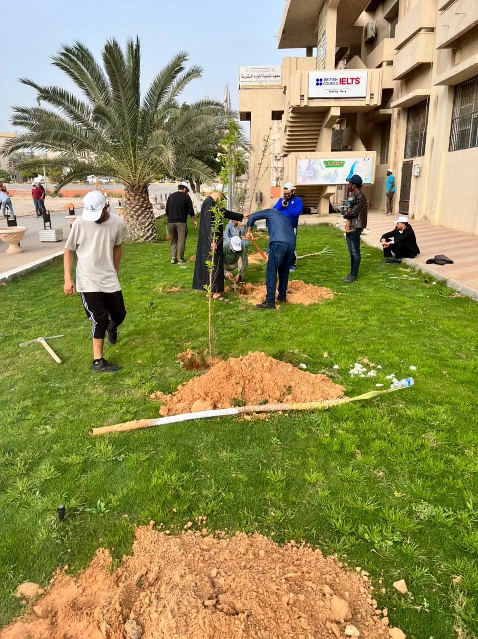 حملة تشجير للأشجار المثمرة داخل حرم الاكاديمية الليبية